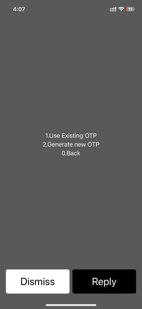 USSD Change MPIN screen