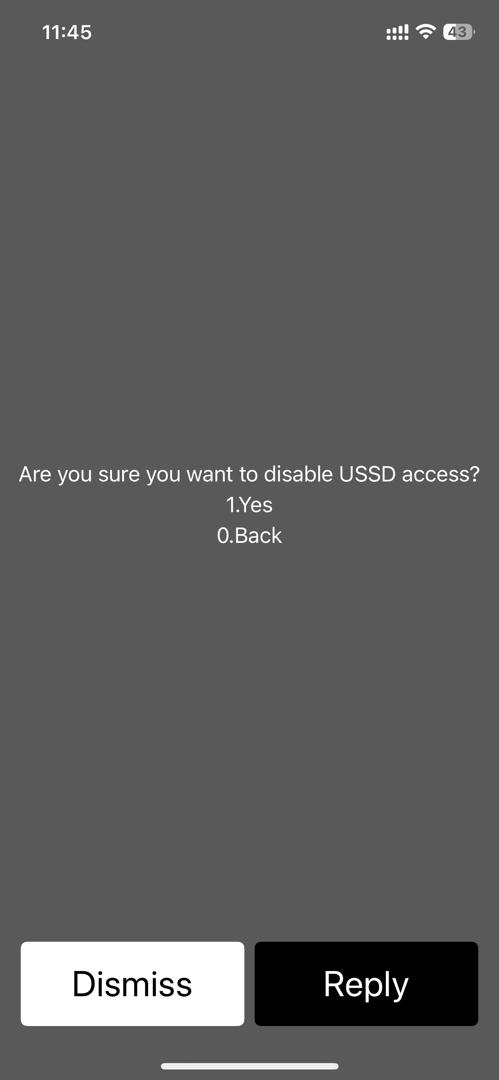 USSD Disable the service screen