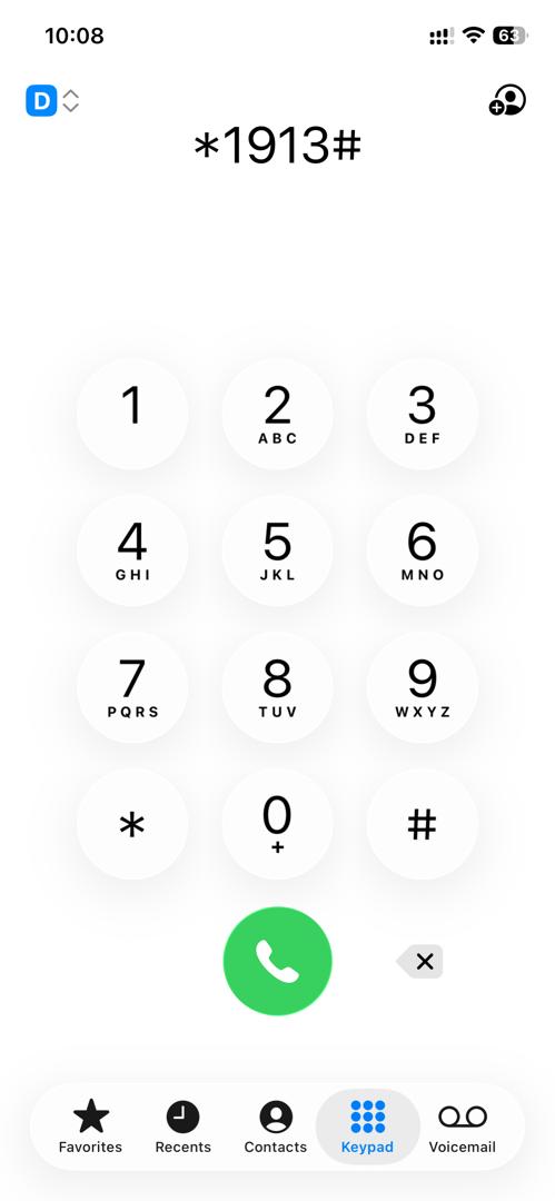 USSD Change Language screen