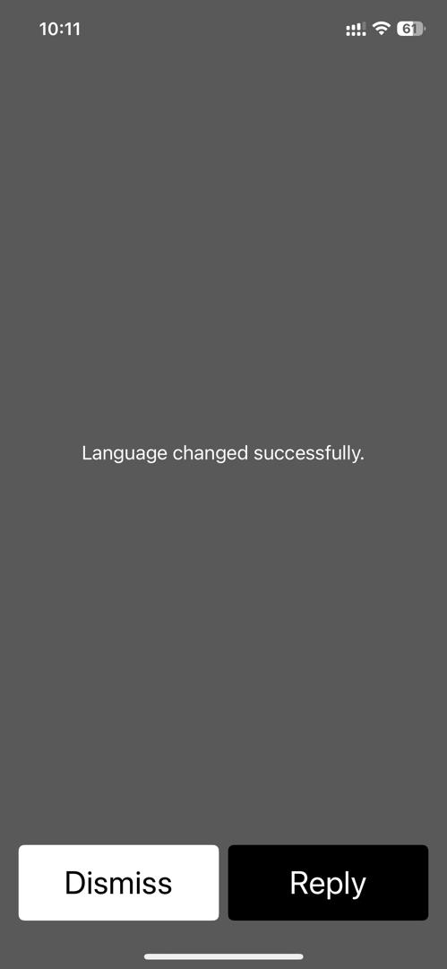 USSD Change Language screen